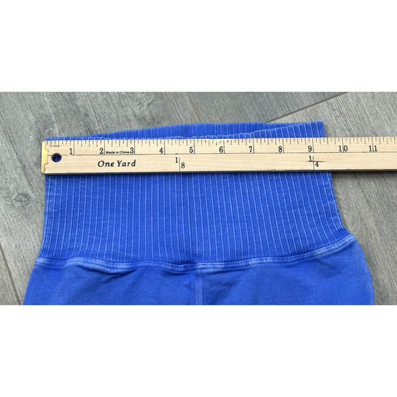Free People Good Karma Yoga Leggings High Waisted Ribbed Stretch Blue Size XS/S - Picture 7 of 8